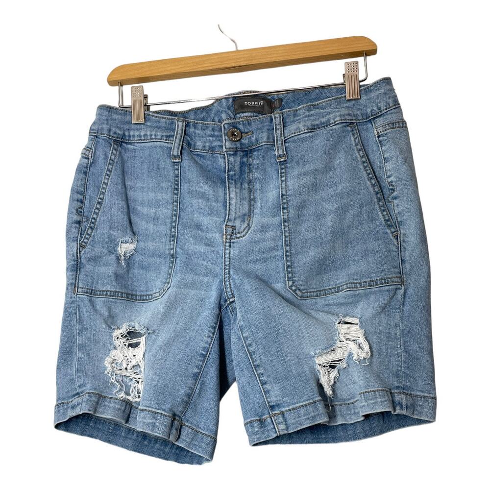 Torrid Jorts Jean Shorts Vintage Stretch Mid-Rise Distressed Torrid 00 = 10